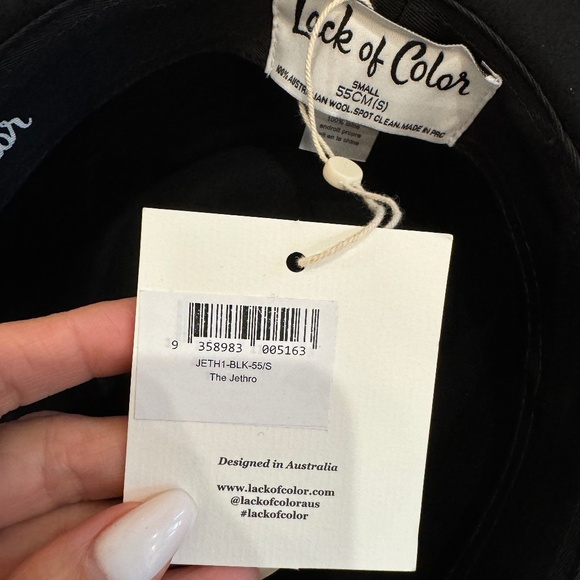 Lack Of Color - THE JETHRO Fedora - Small - Black - NWT